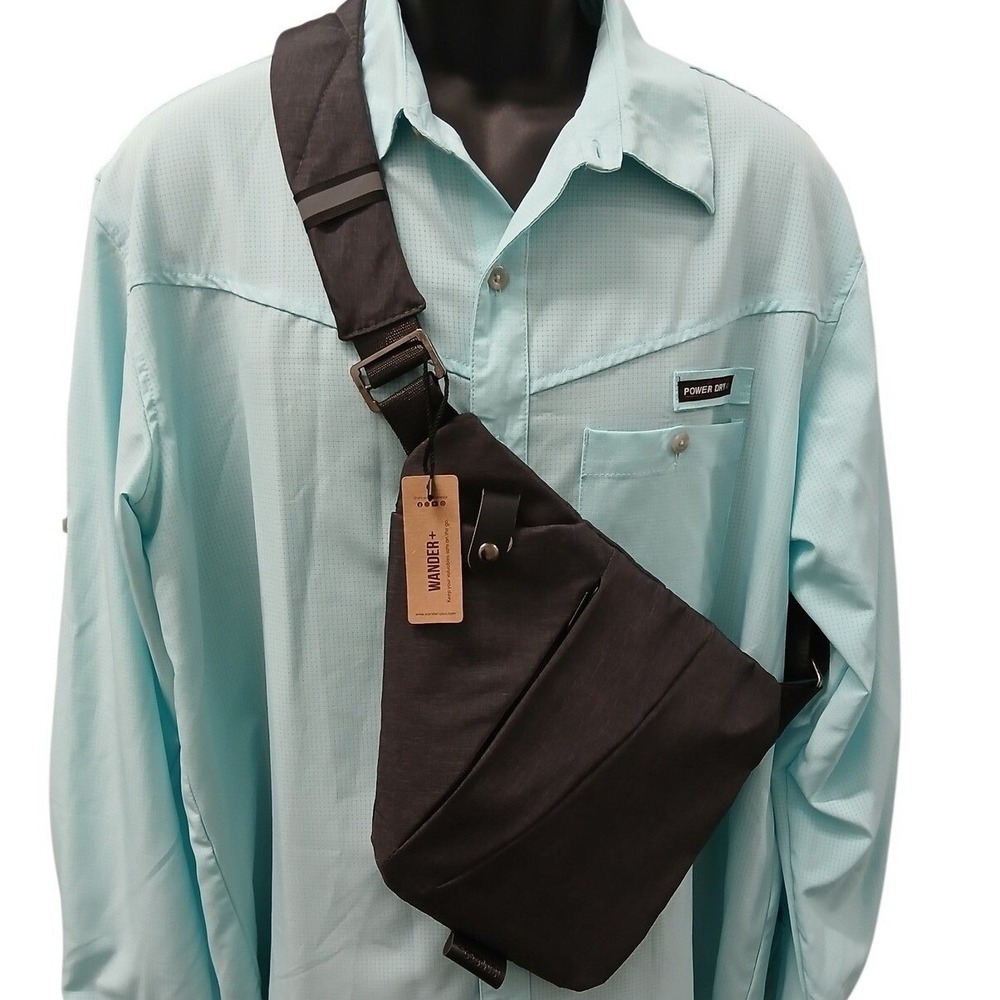Wander Plus Anti-Theft Sling Bag Charcoal Gray Slim Crossbody Travel Chest Pack